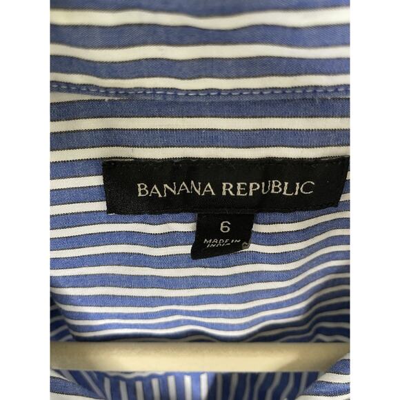 Banana Republic Drop Waist Dress Blue & White Stripes Long Sleeve Size 6 - Picture 2 of 4